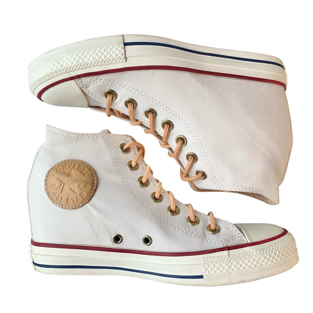 Converse CTAS Lux Mid Hidden Wedge Ivory Peached Canvas Womens Sneaker 8